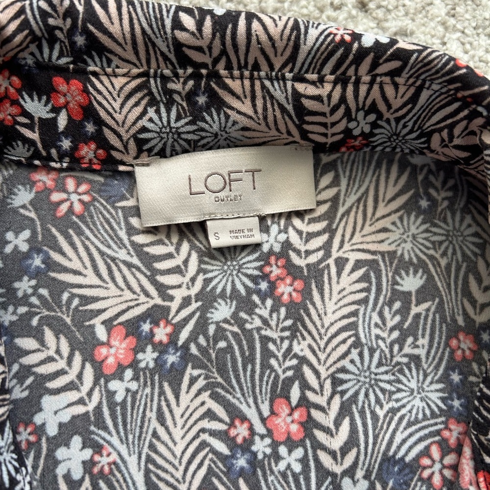 LOFT Outlet Floral Mini Tie Waist Dress - Picture 3 of 8